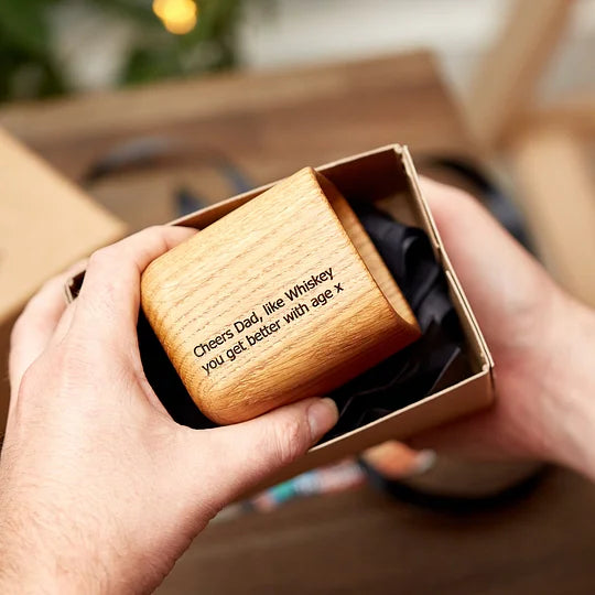 Personalized Laser Engraved Oak Whiskey Tumbler, Perfect Gift For Dad