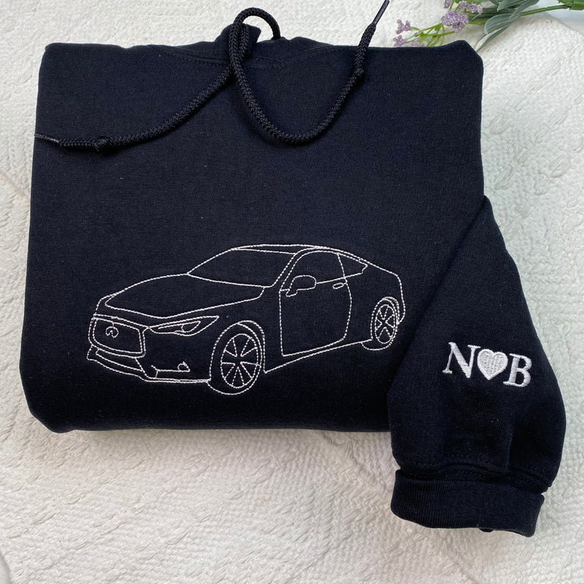 Loversdovey Custom Car Portrait Embroidered Hoodie