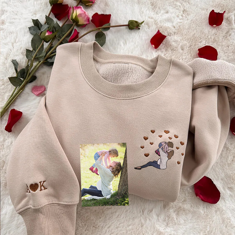💕Loversdovey Custom Embroidered Portrait Sweatshirt from Photo For Mom