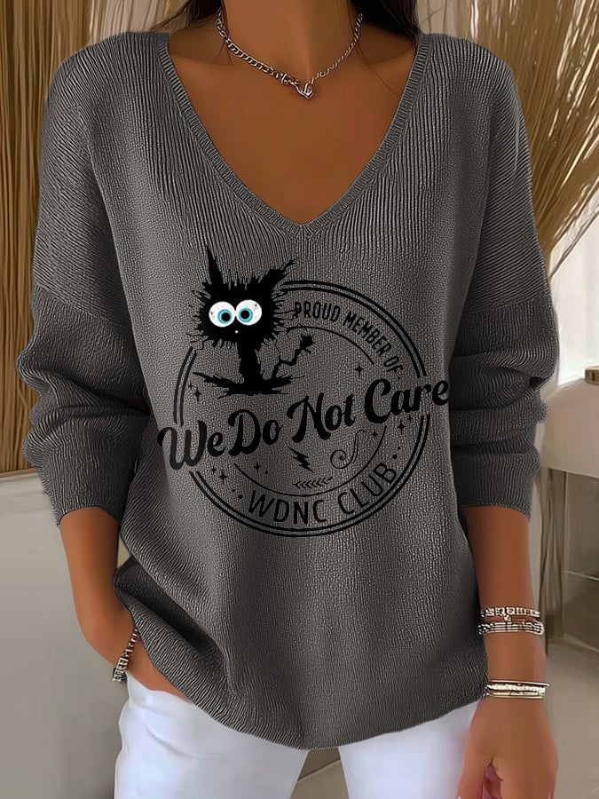 🔥Buy 3 Get 15% Off🔥V-Neck Retro Funny Proud Member Of WDNC Club Menopause Perimenopause Print Knitted Tops