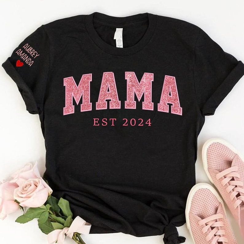 Custom Applique Glitter Embroidery Mom Sweatshirt - Mother's Day Gift