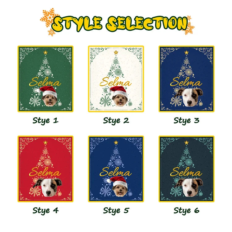 Custom Pet Photo Blanket Christmas Blanket Christmas Tree Blanket, Personalized Name Blanket