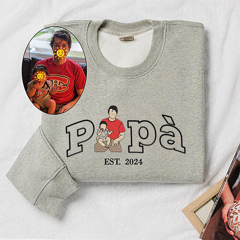 Custom Dad Shirt - Embroidered Portrait Shirt with Photo - Unique Gift for Dad and Family