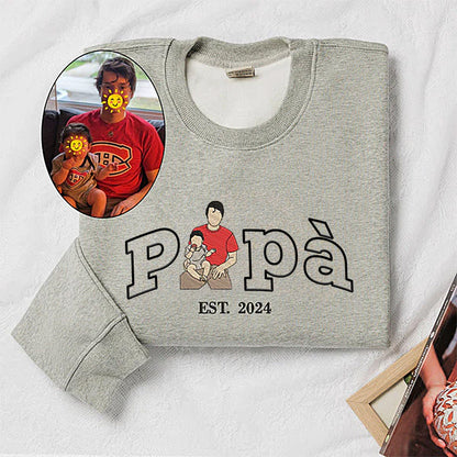 Custom Dad Shirt - Embroidered Portrait Shirt with Photo - Unique Gift for Dad and Family