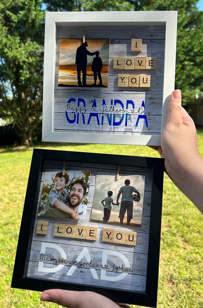 Custom Dad Photo Shadowbox Gift, Personalized Dad Shadowbox With Names, Family Gift Sign For Dad, Customized Wood Dad Gift, Dad Display