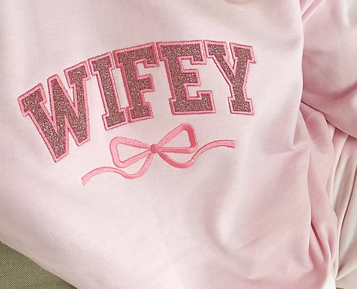 Custom Wifey Glitter Applique Sweatshirt- Gift For Her