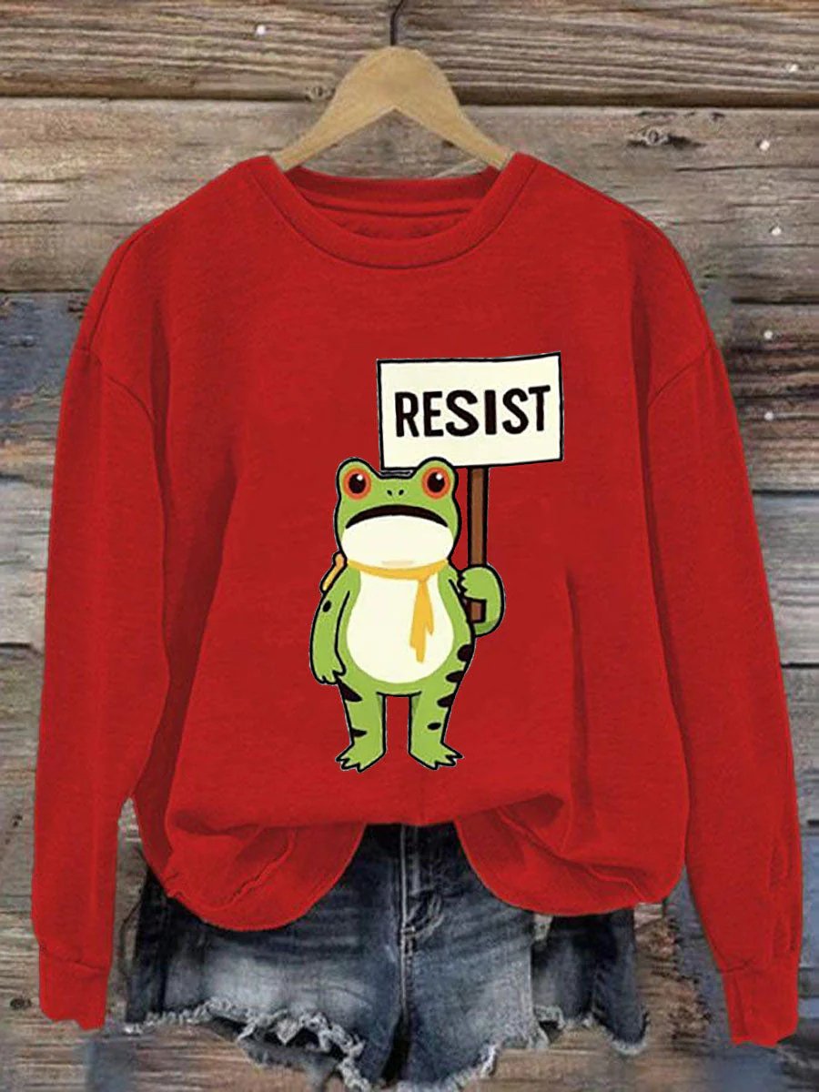 🔥Buy 3 Get 15% Off🔥Women's Retro Resist Frog Printed Round Neck Sweatshirt