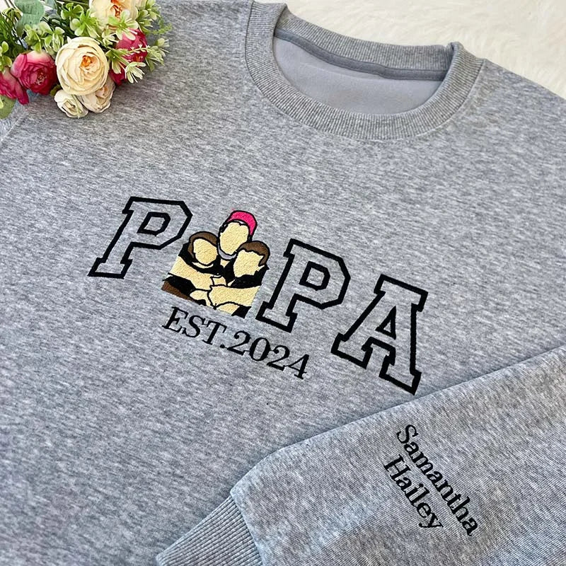 Custom Dad Shirt - Embroidered Portrait Shirt with Photo - Unique Gift for Dad and Family