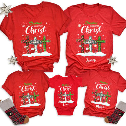 Christmas Begins with Christ Family Matching Shirts
