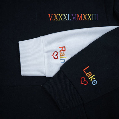 Custom Embroidered Colorful Roman Numeral Date Attractive Gift for Couple's Anniversary