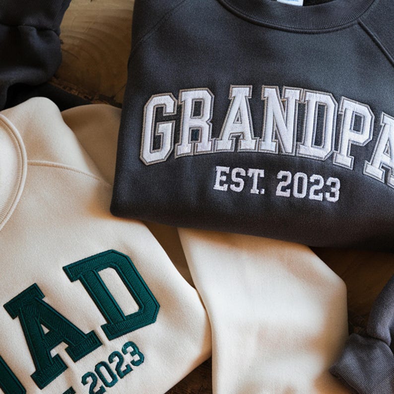Personalized Embroidery Shirt, Custom DAD/GRANDPA Sweatshirt With Grandkids Names On Sleeve