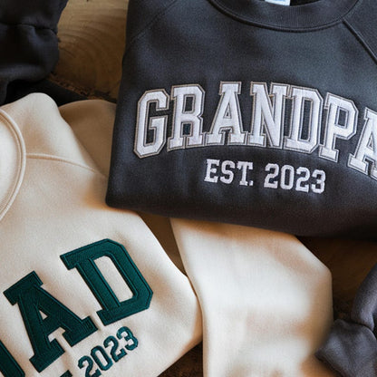 Personalized Embroidery Shirt, Custom DAD/GRANDPA Sweatshirt With Grandkids Names On Sleeve