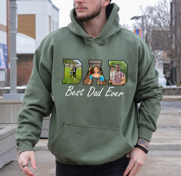 Best Dad Ever - Custom Dad With Kids Photo Sweatshirt - Father's Day Gift for Dad