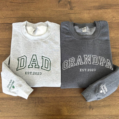 Custom Embroidered Sweatshirt With Your Child's Name And Heart On The Sleeve As A Mother’s/Father's Day Gift