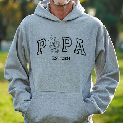 Custom Embroidered Papa & Child Portrait Sweatshirt – Personalized Photo Gift for Papa
