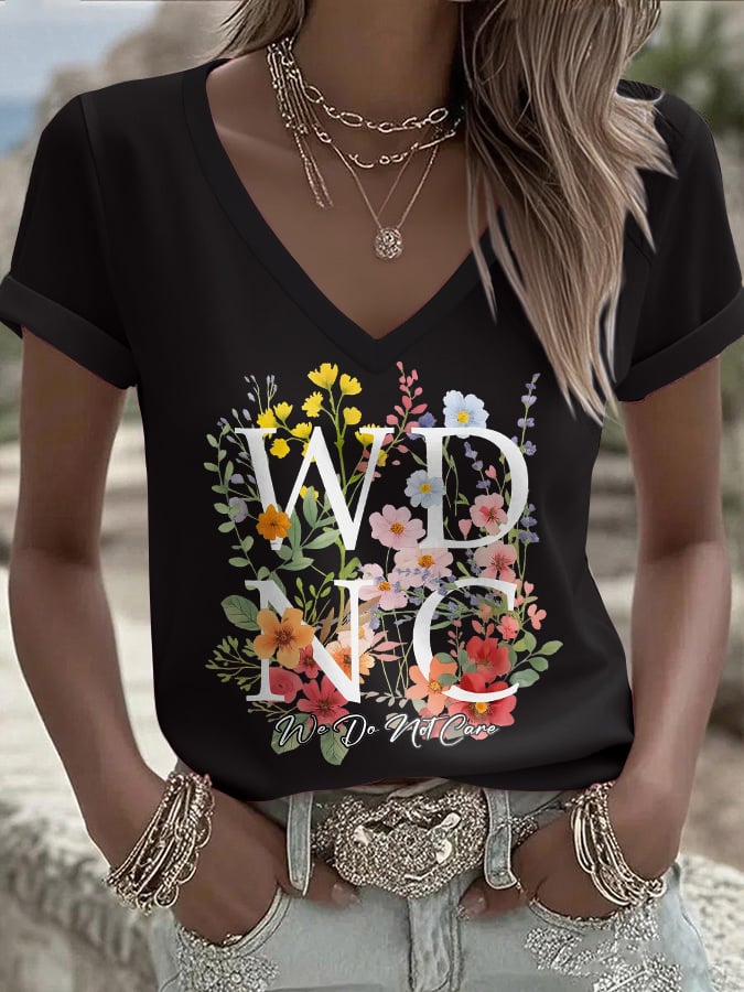 🔥Buy 3 Get 15% Off🔥V-Neck Retro Funny WDNC We Do Not Care Club Menopause Perimenopause Print T-Shirt