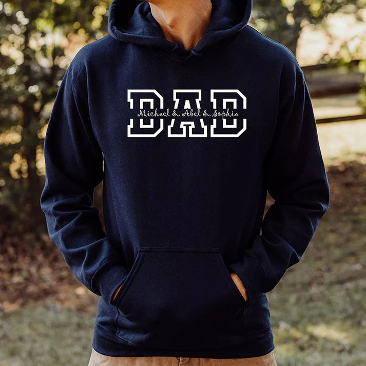Personalized DAD Hoodie with Kid's Names Father's Day Gift