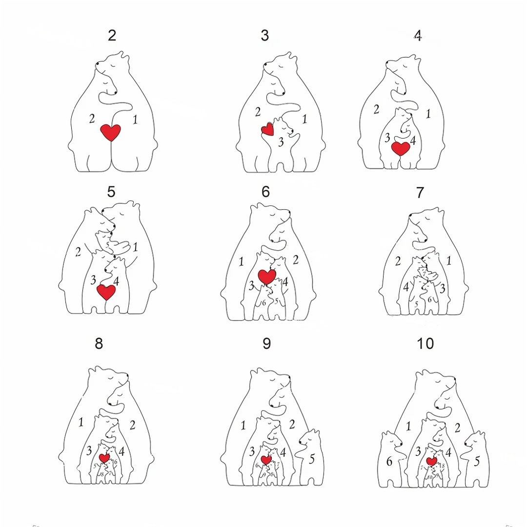 Wooden bears family puzzle