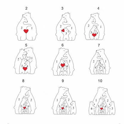 Wooden bears family puzzle