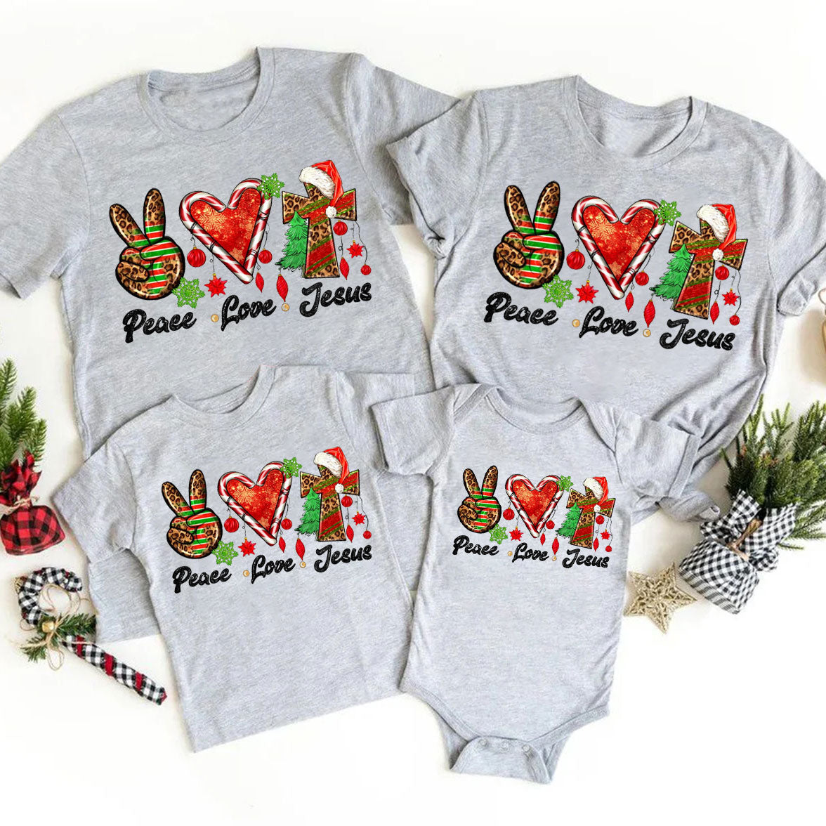 Peace And Love Christian Christmas Family T-Shirt
