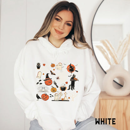 Custom Embroidered Halloween Spooky Season Womens Doodles Sweatshirt | Halloween Gift