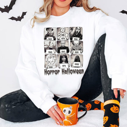 Custom Embroidered Halloween Horror Movie Killers Mugshot Sweatshirt | Halloween Gift