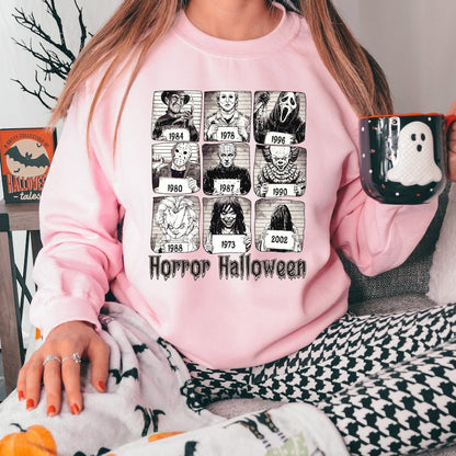 Custom Embroidered Halloween Horror Movie Killers Mugshot Sweatshirt | Halloween Gift