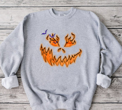 Custom Embroidered Halloween Spooky Pumpkin Face Sweatshirt | Halloween Gift