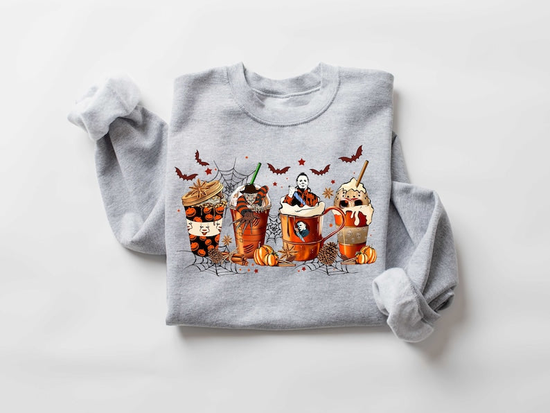 Custom Halloween Horror Style Skeleton Coffee Mug Sweatshirt