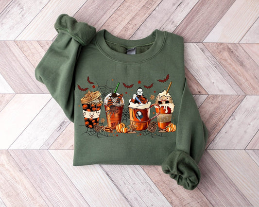 Custom Halloween Horror Style Skeleton Coffee Mug Sweatshirt
