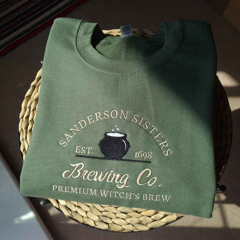 Custom Vintage Halloween Embroidered Sanderson Sisters & Brewing Co Sweatshirt
