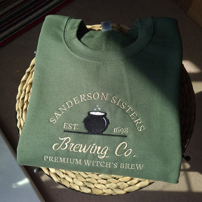 Custom Vintage Halloween Embroidered Sanderson Sisters & Brewing Co Sweatshirt