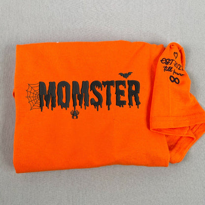 Custom Couple Embroidered Halloween Sweatshirt Spooky Season-Halloween Gift for Mom and Dad