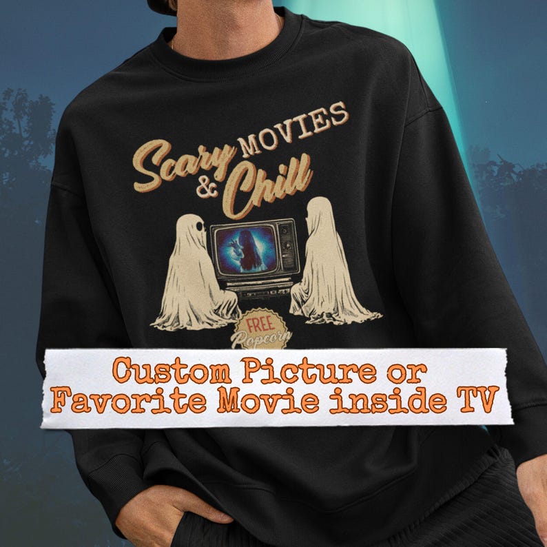 Personalized Halloween Horror Movies Vintage Inspired Ghost Sweatshirt