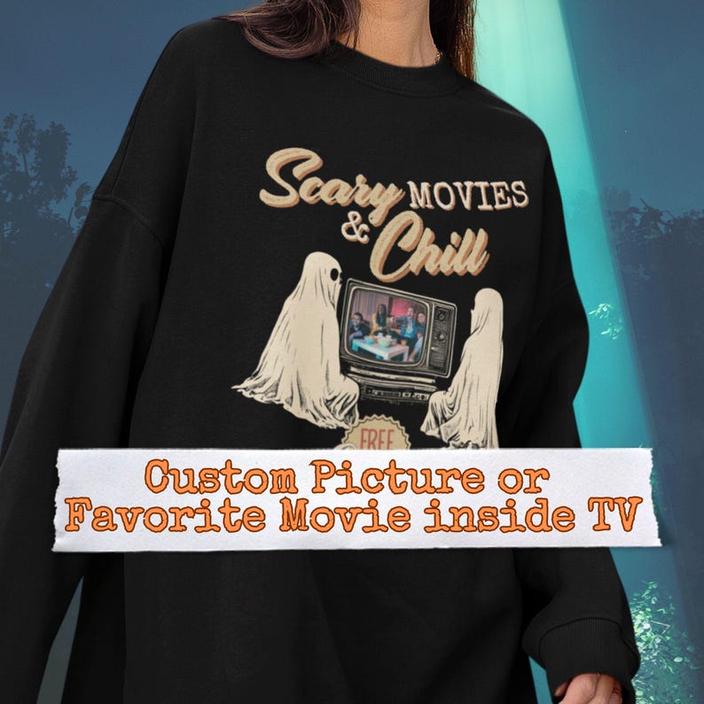 Personalized Halloween Horror Movies Vintage Inspired Ghost Sweatshirt