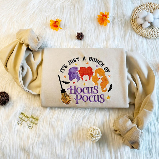 Custom Hocus Pocus Halloween Witch Embroidered Sweatshirt