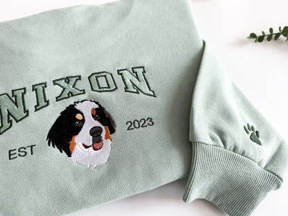 Custom Embroidered Dog Portrait Photo Hoodie | Gifts for Pet Lovers