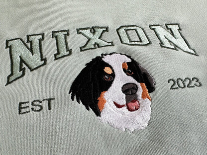 Custom Embroidered Dog Portrait Photo Hoodie | Gifts for Pet Lovers