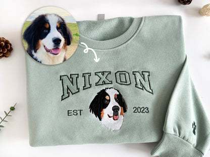 Custom Embroidered Dog Portrait Photo Hoodie | Gifts for Pet Lovers