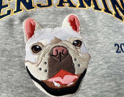 Custom Embroidered Dog Portrait Photo Sweatshirt | Gifts for Pet Lovers