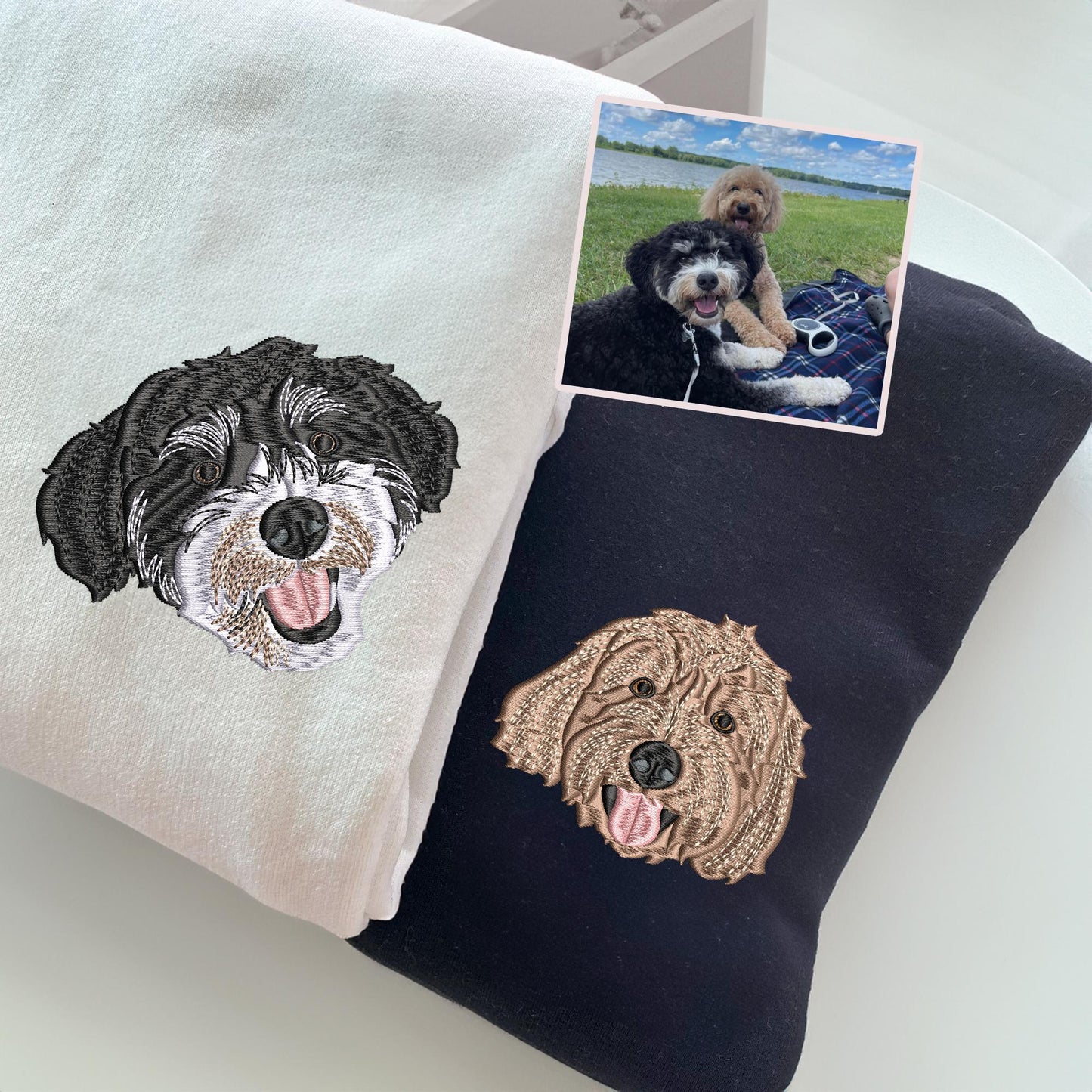 Custom Embroidered Pet Sweatshirt Using Pet Photo for Couple | Personalized Dog Face & Cat Face Hoodie for Girlfriends | Valentine Gift
