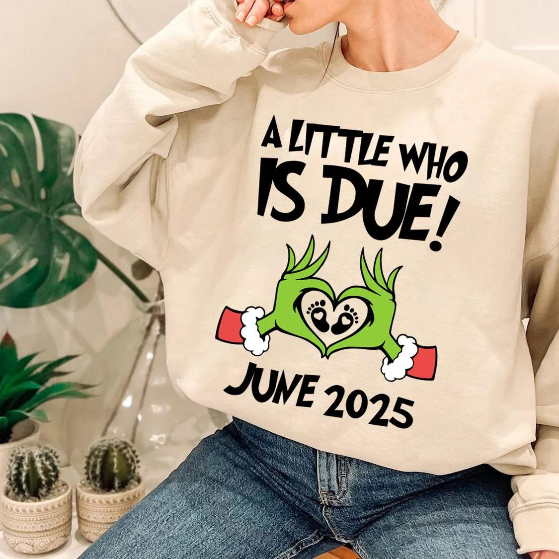 Custom Embroidered Christmas Pregnancy Sweatshirt