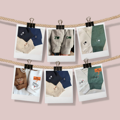 Custom Embroidered Christmas Green Cartoon Couples Roman Numeral Hoodies For Couples | Couple Anniversary Gift