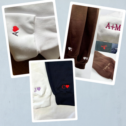 Custom Embroidered Christmas Green Cartoon Couples Roman Numeral Hoodies For Couples | Couple Anniversary Gift