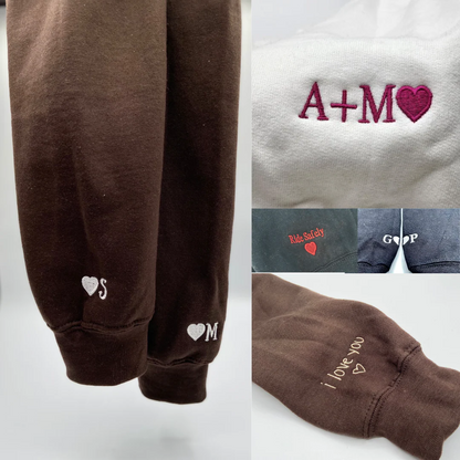 Custom Embroidered Christmas Green Cartoon Couples Roman Numeral Hoodies For Couples | Couple Anniversary Gift