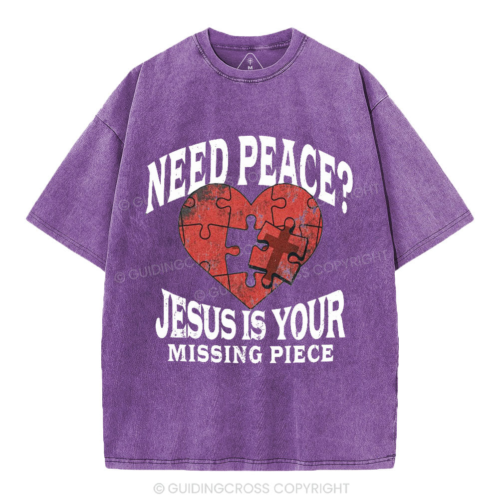 Jesus Is Your Missing Piece Christian Washed T-Shirt